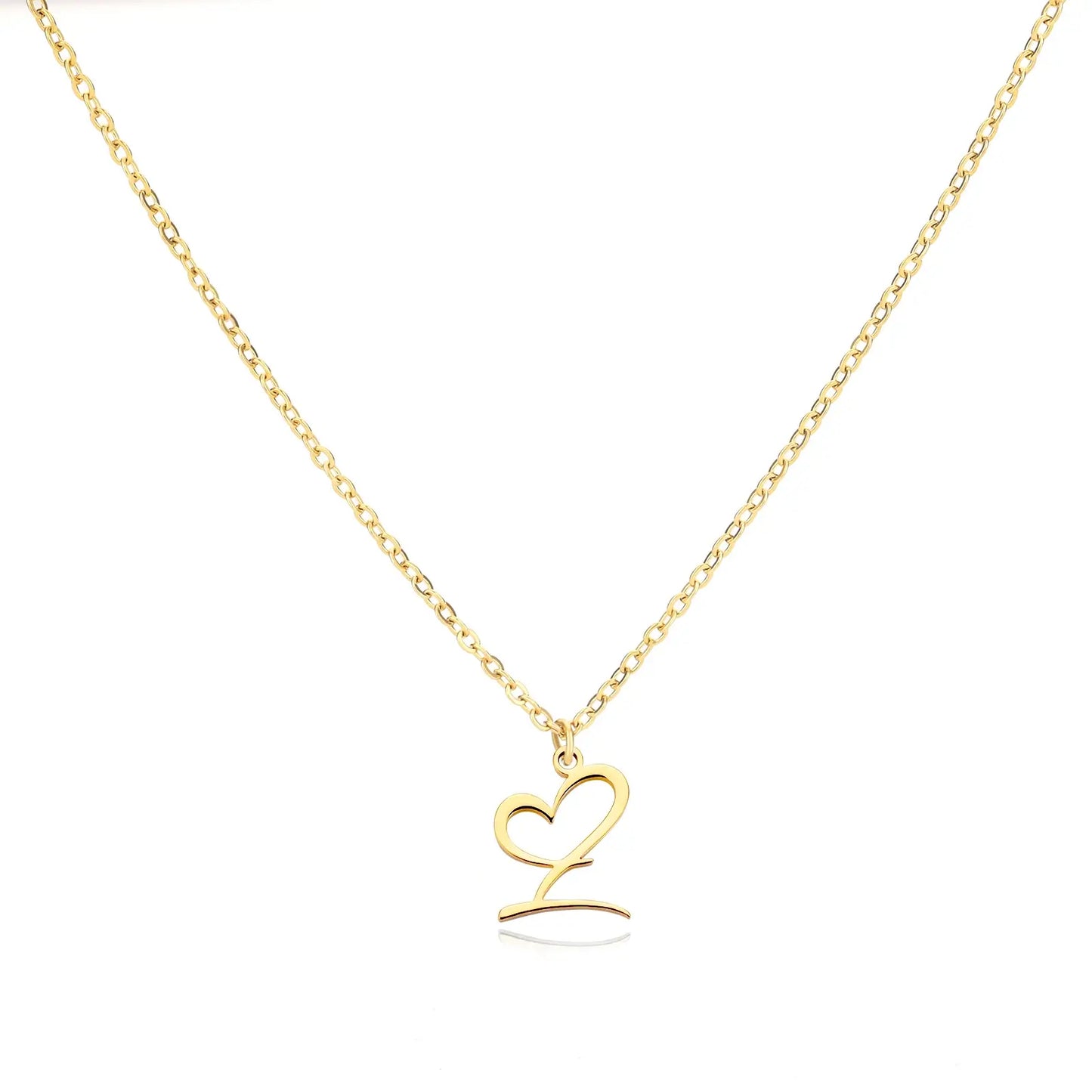 Cursive Heart Letter Necklace