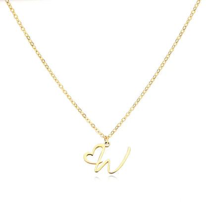 Cursive Heart Letter Necklace