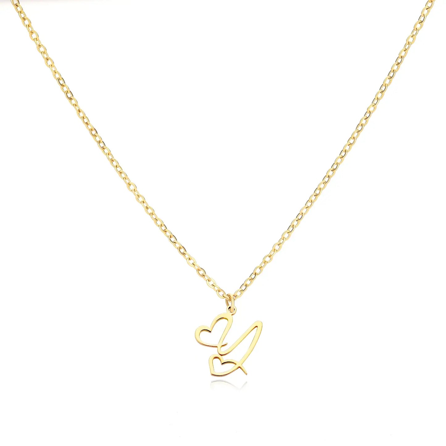 Cursive Heart Letter Necklace